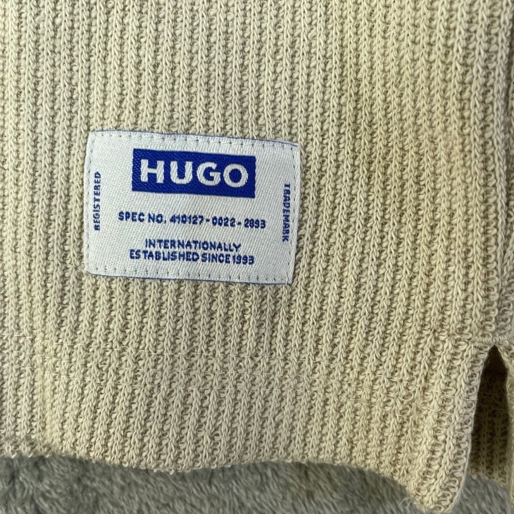 NWT HUGO Waffle Knit T-Shirt Men's XL Beige Cotton Blend - Picture 6 of 11